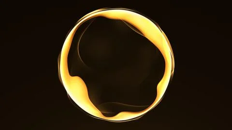 Golden luminous liquid ring on black, a premium futuristic abstract circle .. 스톡 일러스트