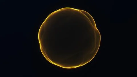 Golden luminous orb on black background, abstract energy sphere with warm g.. Stock Illustration