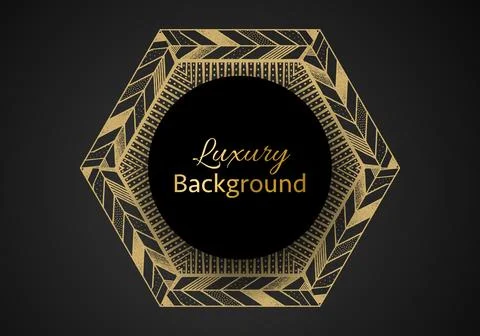 Golden luxury background vector. Gold black pattern frame design. Stock Illustration