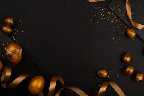 Golden luxury easter eggs Stock Photos