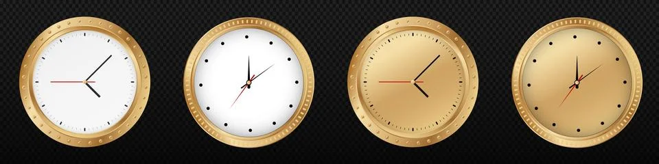 Golden luxury wall clock vector. Premium golden watch Stock Illustration