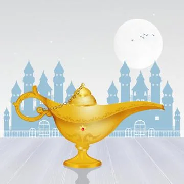 Golden magic lamp Stock Illustration