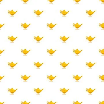 Golden magic lamp seamless pattern for fantasy backgrounds Stock Illustration