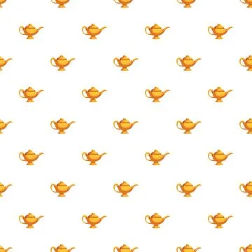 Golden magic lamp seamless pattern for wishes and dreams 스톡 일러스트