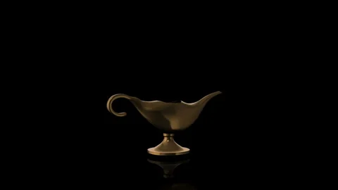 Golden Magic Lamp turns on itself - loop animation Stock Footage 253597465