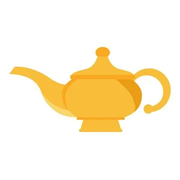 Golden magic lamp vector illustration resembling Aladdin folklore symbol Stock Illustration