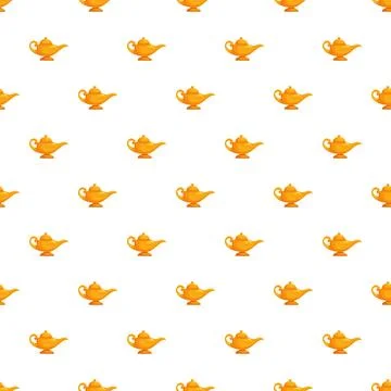 Golden magic lamps creating repeatable oriental fantasy pattern Stock Illustration