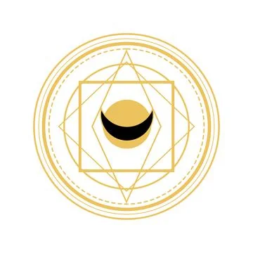 Golden magic ritual circle with celestial occult symbol Illustrazione stock