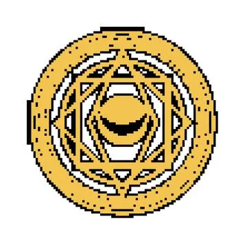 Golden magic ritual circle with celestial occult symbol Illustrazione stock