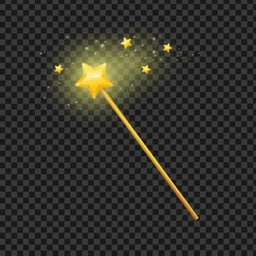 Golden Magic Wand with Star. Vector 스톡 일러스트