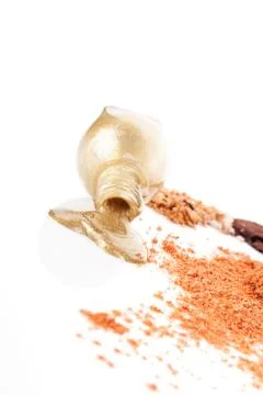 Golden makeup background. Stock Photos