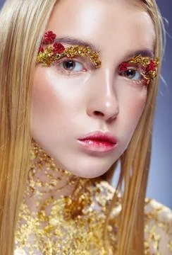 Golden makeup Foto stock