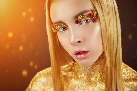 Golden makeup Stock Photos