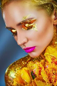 Golden makeup Stock Photos