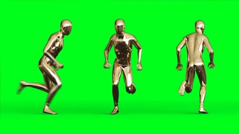 Golden man character animation. Isolate on green screen. 스톡 동영상 145919285