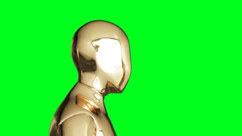 Golden man character animation. Isolate on green screen. Stock Footage 145919464