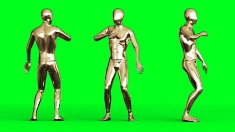 Golden man character animation. Isolate on green screen. 動画素材 145919495