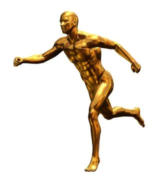 Golden Man Running - Front Stock Illustration