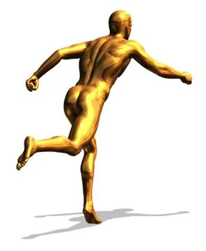 Golden Man Running Stock Illustration