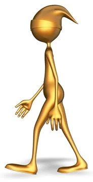 Golden Man Walk 3D Rendering Stock Illustration