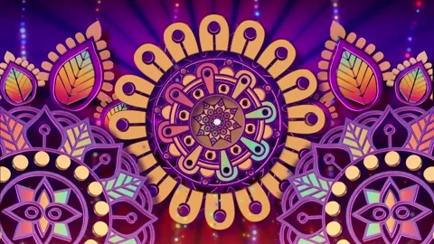 Golden mandala flower loop Stock Footage 264137456