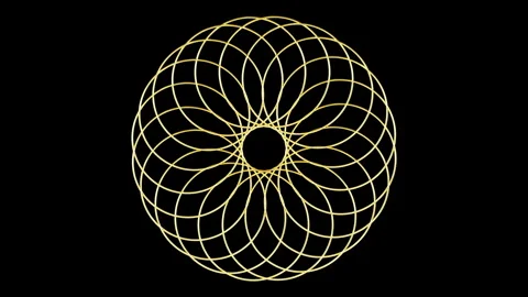 Golden Mandala Geometric Patterns Rotating Seamless Loop Stock Footage 341992802