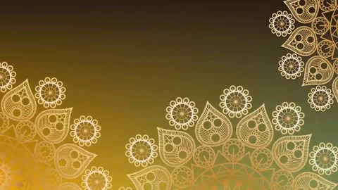 Golden Mandala Ornaments Rotating on Gradient Background - Loop Stock Footage 336703901