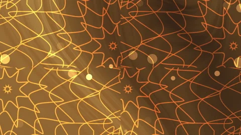 Golden mandala pattern animation with glowing particles on dark background Stock Footage 345463826