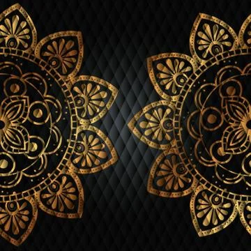 Golden mandala pattern background Illustrazione stock