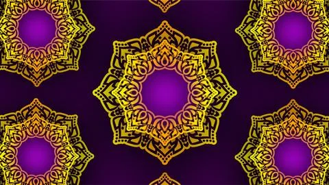 Golden Mandala Seamless Pattern on Purple Background for Ganesh Chaturthi F.. Illustrazione stock