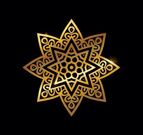 Golden Mandala Vector Sign Stock Illustration