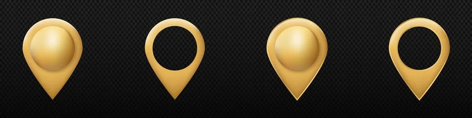 Golden map pin gold pointer Stock Illustration