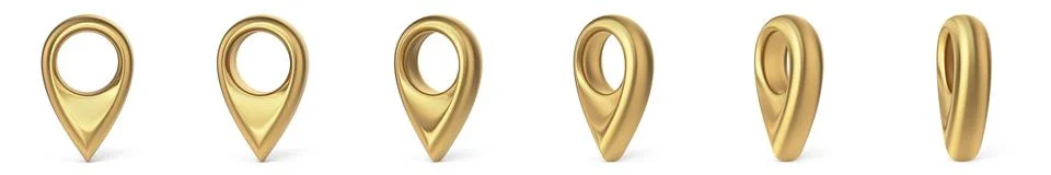 Golden map pointer collection 3D 库存插图