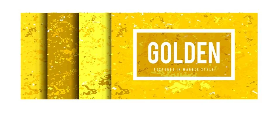 Golden marble style vector background set illustration Stock Illustration