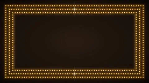 Golden marquee light frame border with glowing bulbs for cinematic title ov.. Stock Footage 344858717