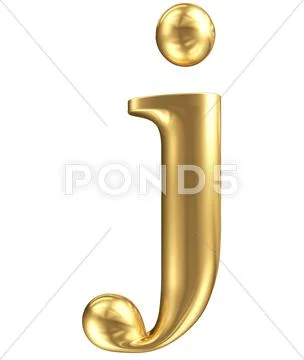 Golden matt lowercase letter j, jewellery font collection Illustration ...