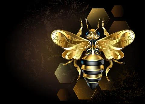 Golden mechanical bee Stock Illustration