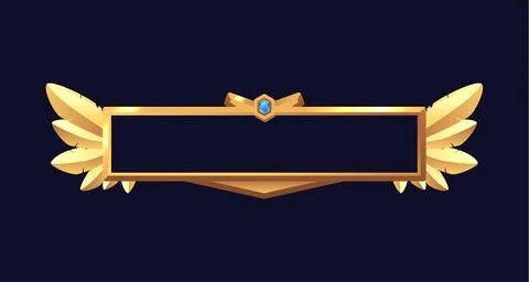 Golden medieval frame, isolated vector illustration for game and ui design. Ilustración de archivo