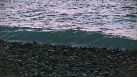 Golden Mediterranean Sunset Reflection in Waves, Cyprus. Glittering Water Stock Footage 324897330