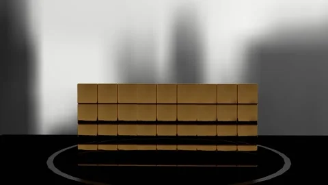 Golden metal cubes Stock Footage 191882702