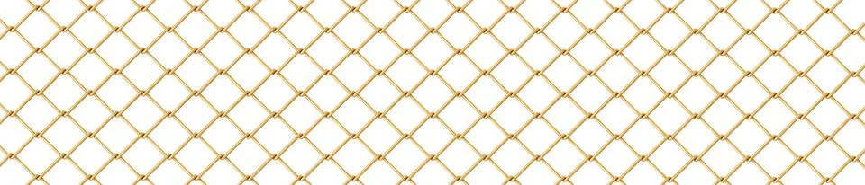 Golden metal fence mesh, pattern gold wire grid Stock Illustration