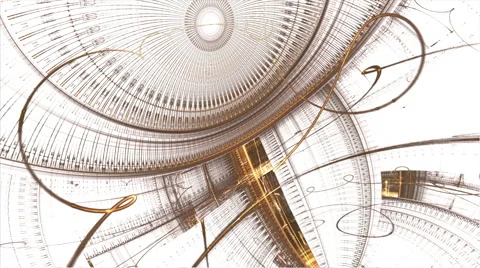 Golden Metal Gear Wheels , Ancient Clock Mechanism Stock Footage 48300853