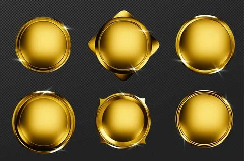 Golden metal ring frames with shiny sparkle effect Stock Illustration