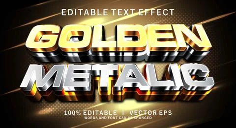 Golden metalic 3d vector text effect with modern style design Stock Illustration