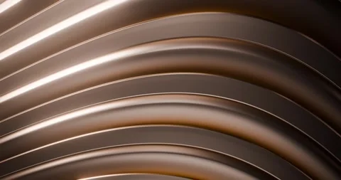 Golden Metallic Abstract Waves Background with Smooth Deceleration Motion Stock Footage 324960260