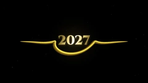 Golden metallic decorative wave line with year 2027 lettering video Stock Footage 345080689
