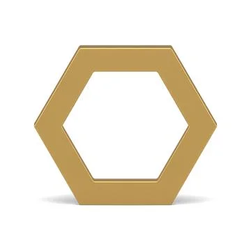 Golden metallic hexagonal geometric shape angled border construction realisti Stockillustratie