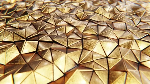 Golden metallic triangles pattern rendered in UHD as looping motion background Stock Footage 163643788