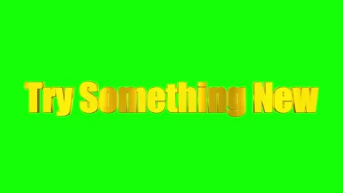 Golden metallic try something new text animation loop against a vibrant solid Stock Footage 340882555