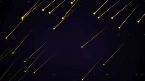Golden Meteor Shower Falling Across Dark Starry Night Sky Stock Footage 346661328